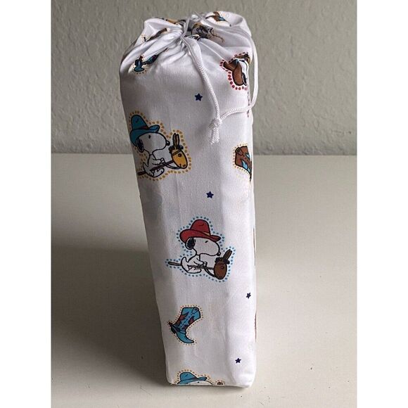 4 Pc PEANUTS Snoopy Cowboy QUEEN Sheet Set By Berkshire Super Soft White NEW - Picture 10 of 12